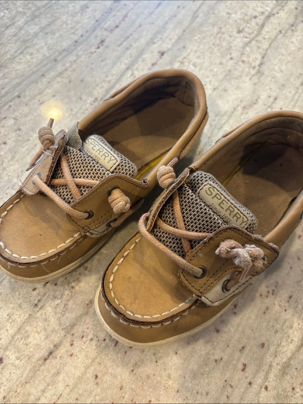 Sperry Kids Tan Leather Moccasin Boat Shoes